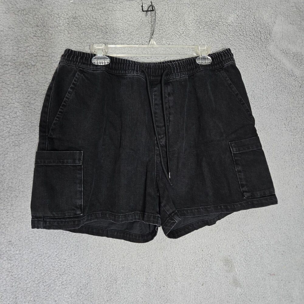 Asos Design Solid Black Elastic Waist Curve Chino Denim Shorts Womens Size 2XL